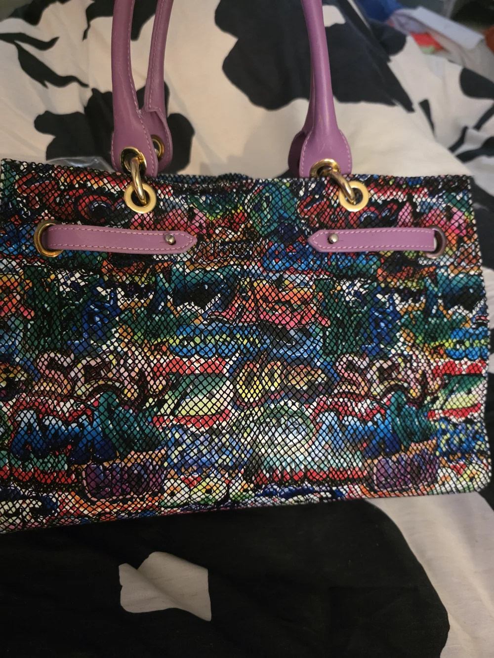 Tirisi Handmade Leather Multicolor Graffiti Satchel w/ Changeable Handles